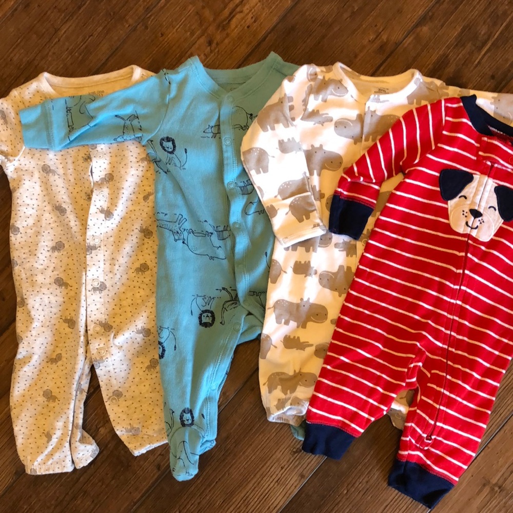 Bundle Baby Pajamas, Size 3M, Zipper & Button-Up